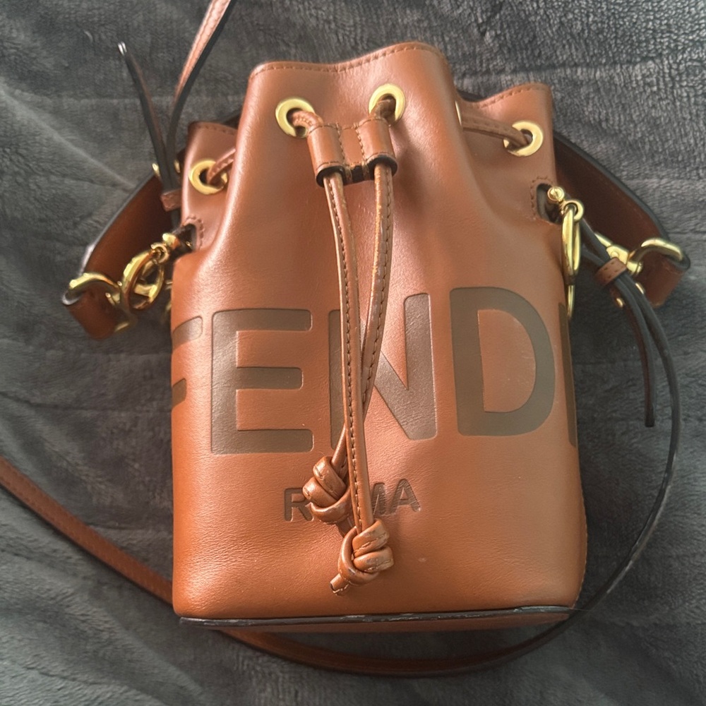 Fendi Tan Leather Mini Bucket Bag